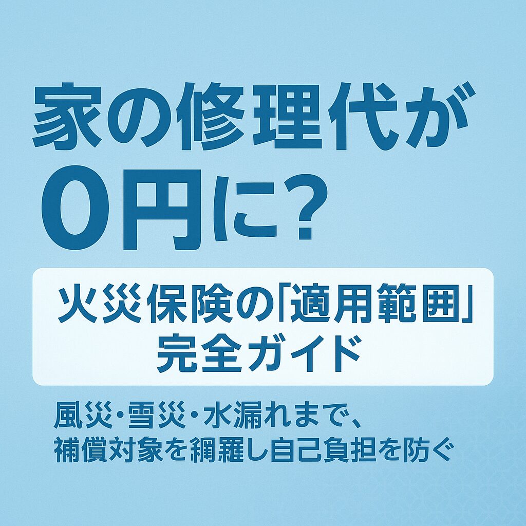 家の修理代が0円に？火災保険の「適用範囲」完全ガイド｜風災・雪災・水漏れまで、補償対象を網羅し自己負担を防ぐ | 火災保険の給付金申請サポート相談窓口